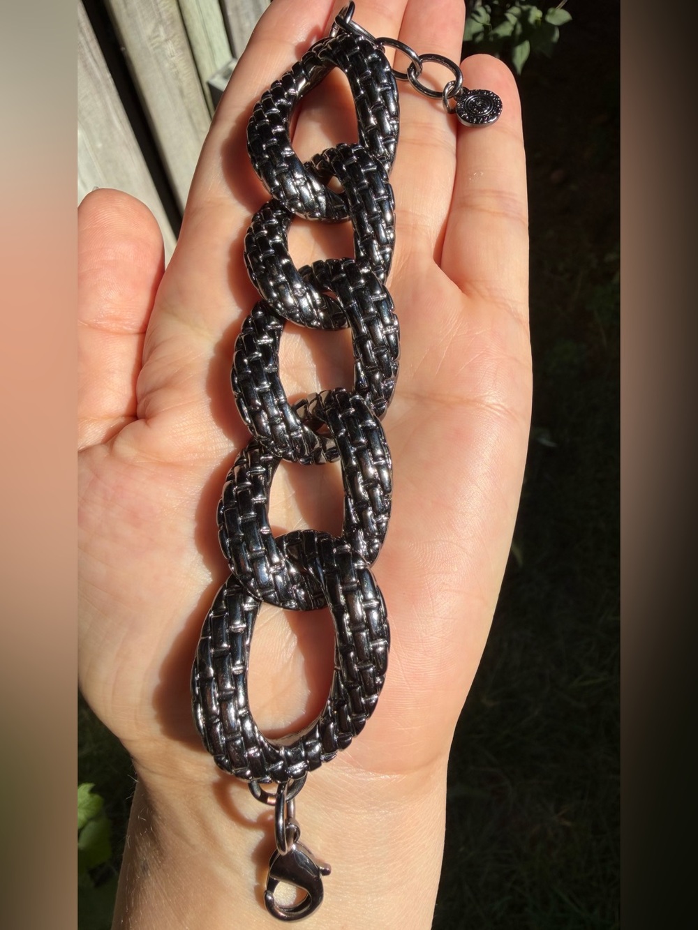 Graziano CN Textured Chain Link Bracelet – Statement – Marked – Excellent Condit